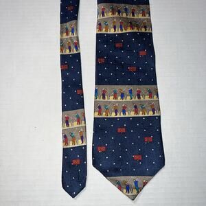 RM Style Home On The Range Golf Tie Mens Navy Blue Silk Vicky Davis Golfing